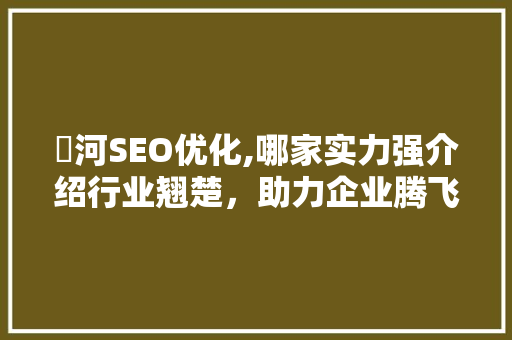 瀍河SEO优化,哪家实力强介绍行业翘楚，助力企业腾飞