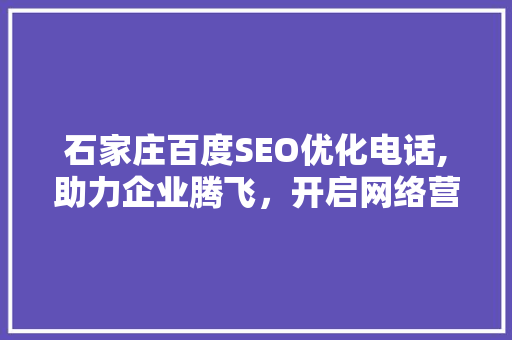 石家庄百度SEO优化电话,助力企业腾飞，开启网络营销新篇章