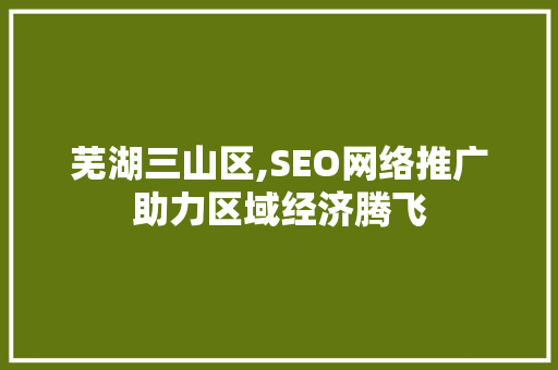 芜湖三山区,SEO网络推广助力区域经济腾飞