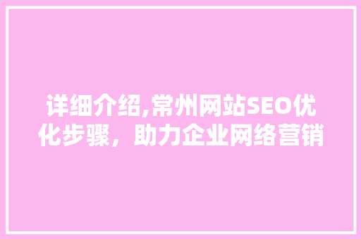 详细介绍,常州网站SEO优化步骤，助力企业网络营销