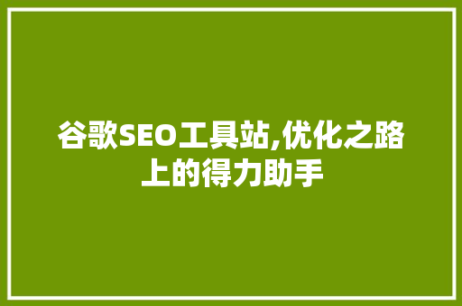 谷歌SEO工具站,优化之路上的得力助手