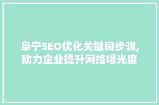 阜宁SEO优化关键词步骤,助力企业提升网络曝光度