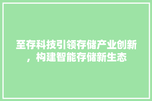 至存科技引领存储产业创新，构建智能存储新生态
