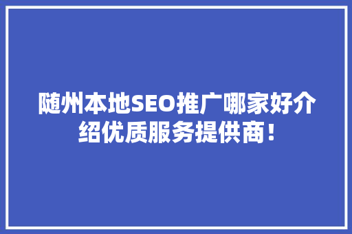随州本地SEO推广哪家好介绍优质服务提供商！