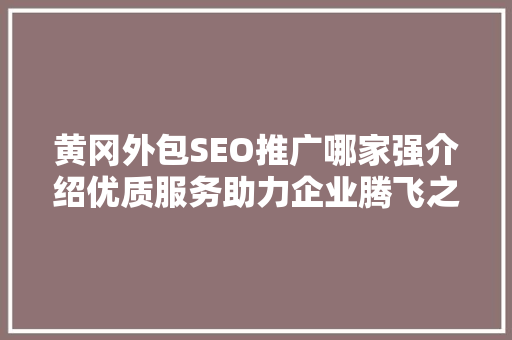 黄冈外包SEO推广哪家强介绍优质服务助力企业腾飞之路  第1张