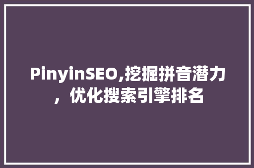 PinyinSEO,挖掘拼音潜力，优化搜索引擎排名