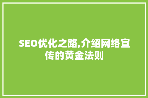 SEO优化之路,介绍网络宣传的黄金法则  第1张
