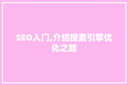 SEO入门,介绍搜索引擎优化之路