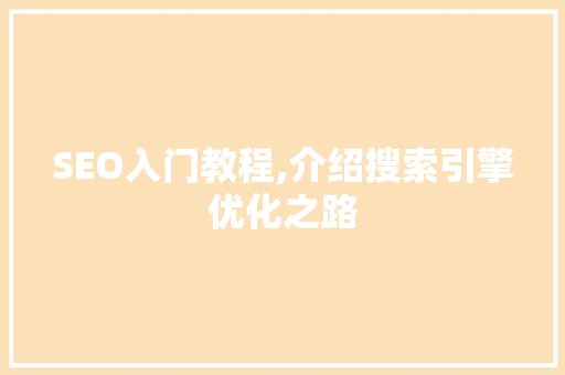 SEO入门教程,介绍搜索引擎优化之路