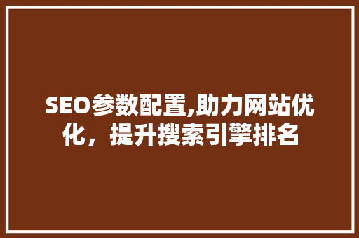 SEO参数配置,助力网站优化，提升搜索引擎排名