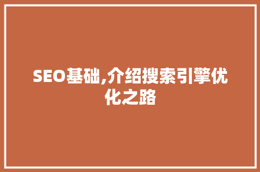 SEO基础,介绍搜索引擎优化之路