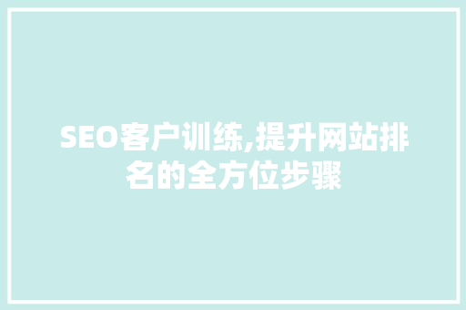 SEO客户训练,提升网站排名的全方位步骤
