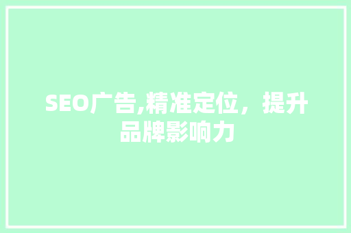 SEO广告,精准定位，提升品牌影响力