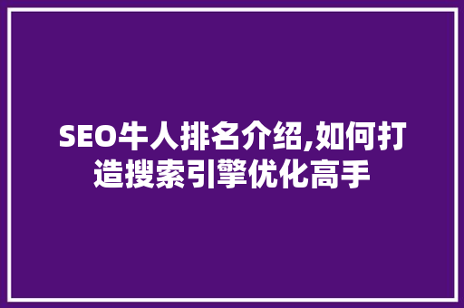 SEO牛人排名介绍,如何打造搜索引擎优化高手