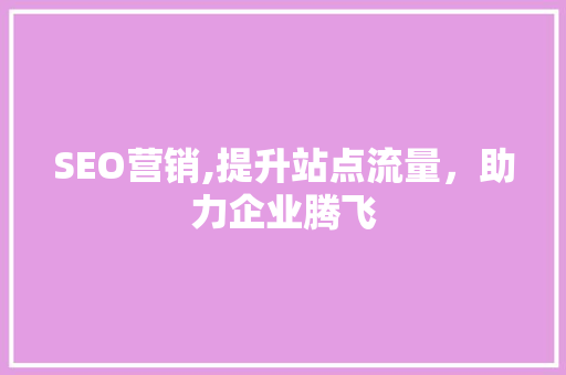 SEO营销,提升站点流量，助力企业腾飞