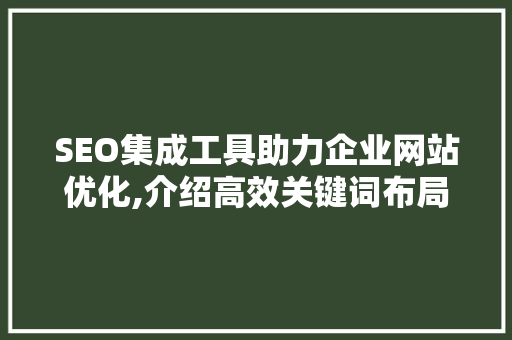 SEO集成工具助力企业网站优化,介绍高效关键词布局步骤