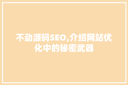 不动源码SEO,介绍网站优化中的秘密武器