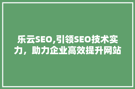 乐云SEO,引领SEO技术实力，助力企业高效提升网站排名