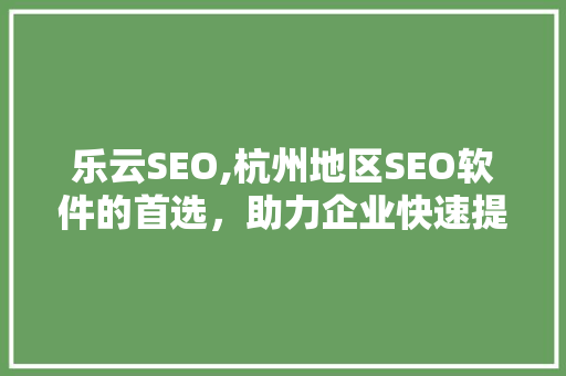 乐云SEO,杭州地区SEO软件的首选，助力企业快速提升网站排名