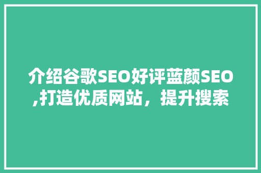 介绍谷歌SEO好评蓝颜SEO,打造优质网站，提升搜索引擎排名之路