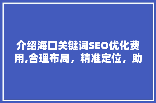 介绍海口关键词SEO优化费用,合理布局，精准定位，助力企业腾飞