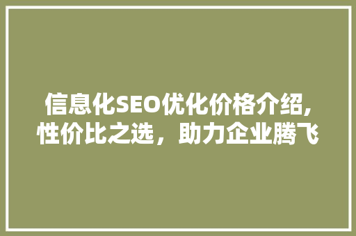 信息化SEO优化价格介绍,性价比之选，助力企业腾飞