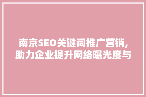 南京SEO关键词推广营销,助力企业提升网络曝光度与转化率