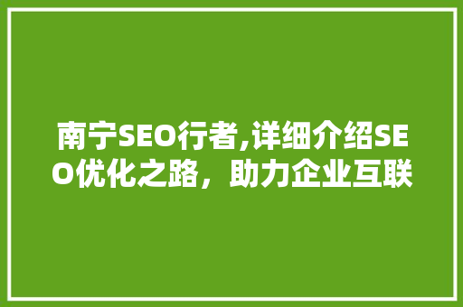 南宁SEO行者,详细介绍SEO优化之路，助力企业互联网营销