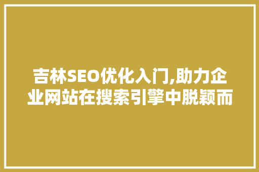 吉林SEO优化入门,助力企业网站在搜索引擎中脱颖而出
