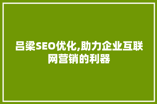 吕梁SEO优化,助力企业互联网营销的利器