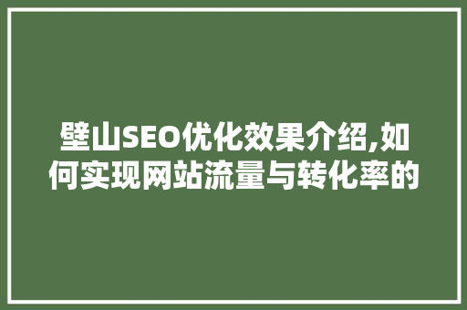 壁山SEO优化效果介绍,如何实现网站流量与转化率的飞跃