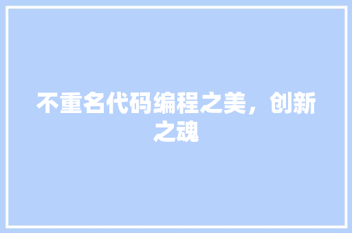 不重名代码编程之美，创新之魂