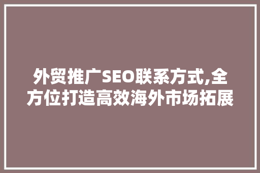 外贸推广SEO联系方式,全方位打造高效海外市场拓展步骤