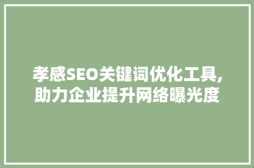 孝感SEO关键词优化工具,助力企业提升网络曝光度
