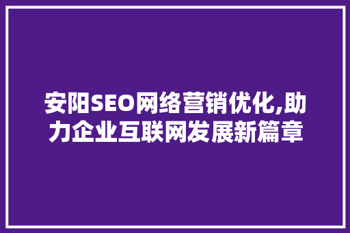 安阳SEO网络营销优化,助力企业互联网发展新篇章