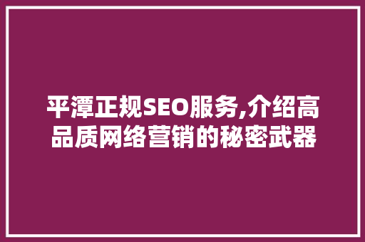 平潭正规SEO服务,介绍高品质网络营销的秘密武器