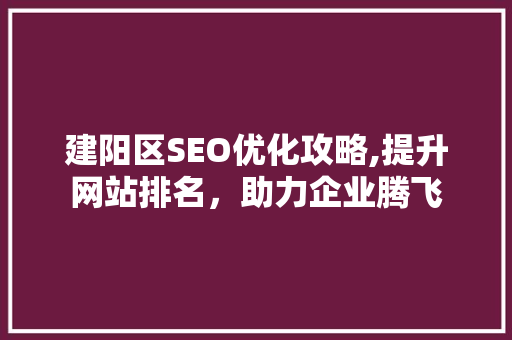 建阳区SEO优化攻略,提升网站排名，助力企业腾飞