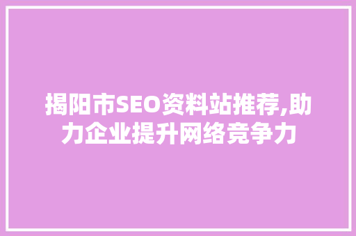 揭阳市SEO资料站推荐,助力企业提升网络竞争力