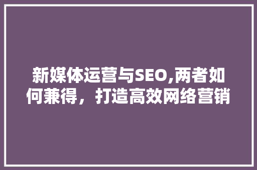 新媒体运营与SEO,两者如何兼得，打造高效网络营销步骤