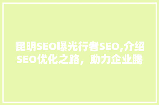 昆明SEO曝光行者SEO,介绍SEO优化之路，助力企业腾飞