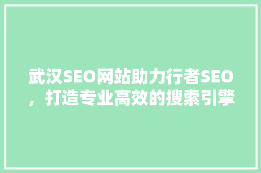 武汉SEO网站助力行者SEO，打造专业高效的搜索引擎优化方法