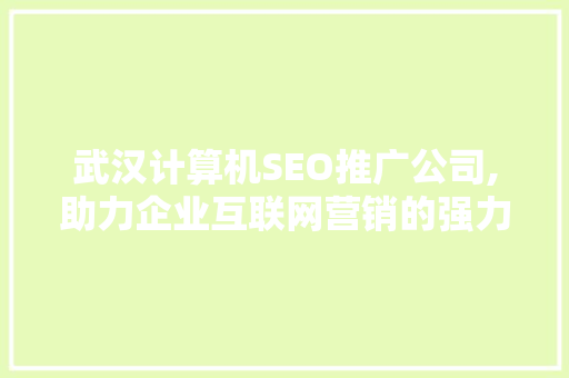 武汉计算机SEO推广公司,助力企业互联网营销的强力助手