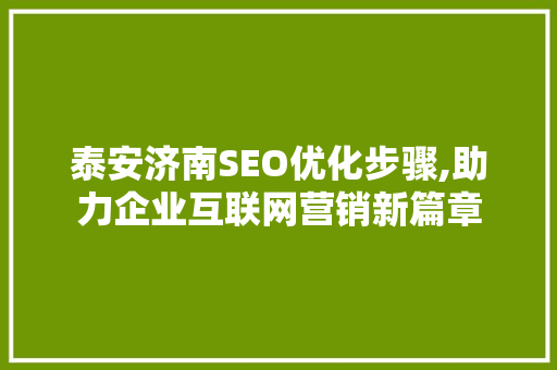 泰安济南SEO优化步骤,助力企业互联网营销新篇章  第1张