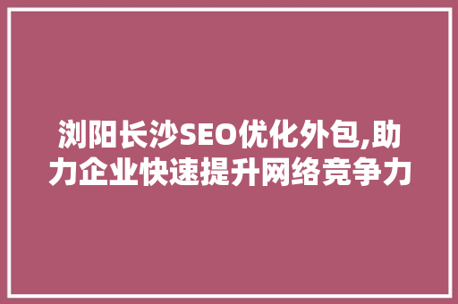 浏阳长沙SEO优化外包,助力企业快速提升网络竞争力