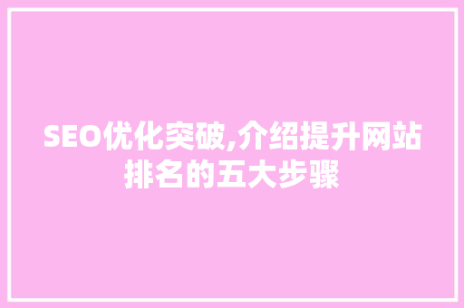 SEO优化突破,介绍提升网站排名的五大步骤  第1张