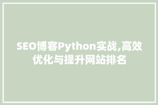 SEO博客Python实战,高效优化与提升网站排名