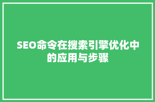 SEO命令在搜索引擎优化中的应用与步骤
