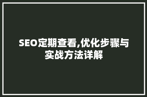 SEO定期查看,优化步骤与实战方法详解