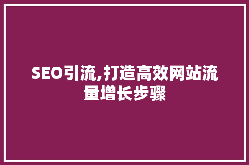 SEO引流,打造高效网站流量增长步骤