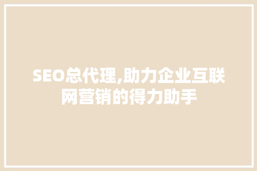 SEO总代理,助力企业互联网营销的得力助手